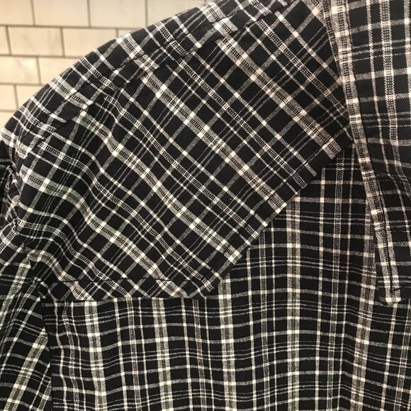 Matchstick Shirt Mens 2XL Black White Plaid Western Button Up Long Sleeve Cotton - Picture 5 of 12